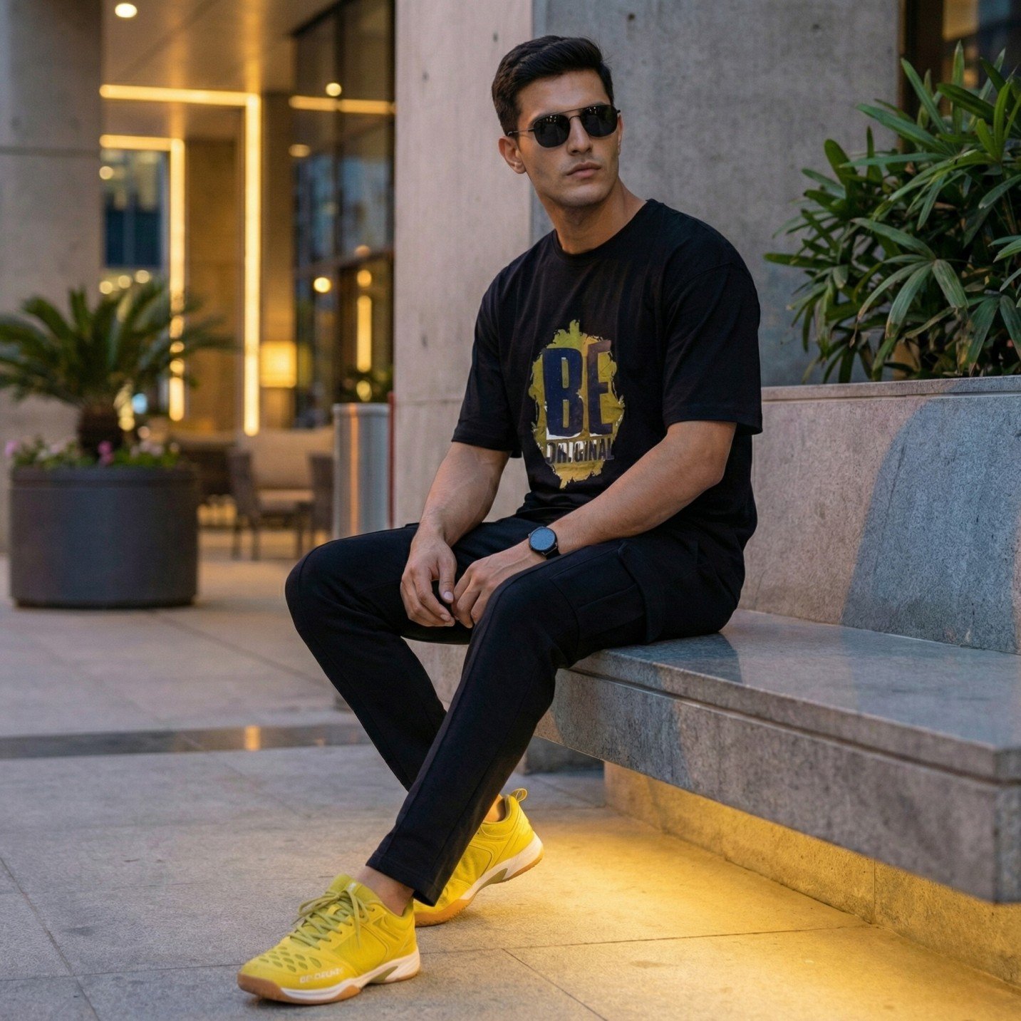 Oversized black T-shirt for men by VAMO Threads made with 200 GSM cotton, styled for streetwear, casual outings, workouts, and everyday wear.