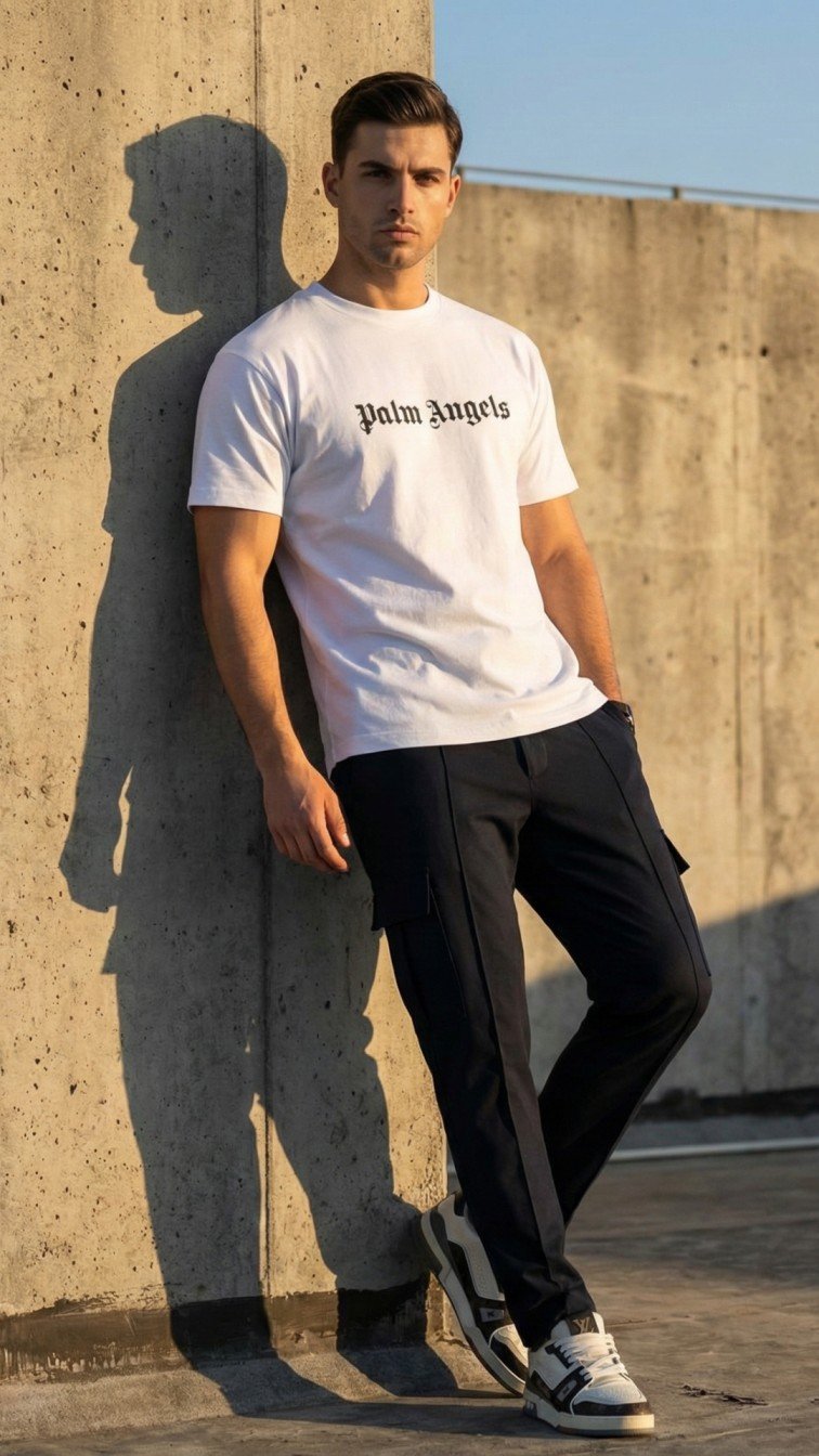 Oversized white T-shirt for men by VAMO Threads made from 200 GSM premium cotton, featuring a relaxed fit ideal for streetwear, casual outings, workouts, and everyday wear.