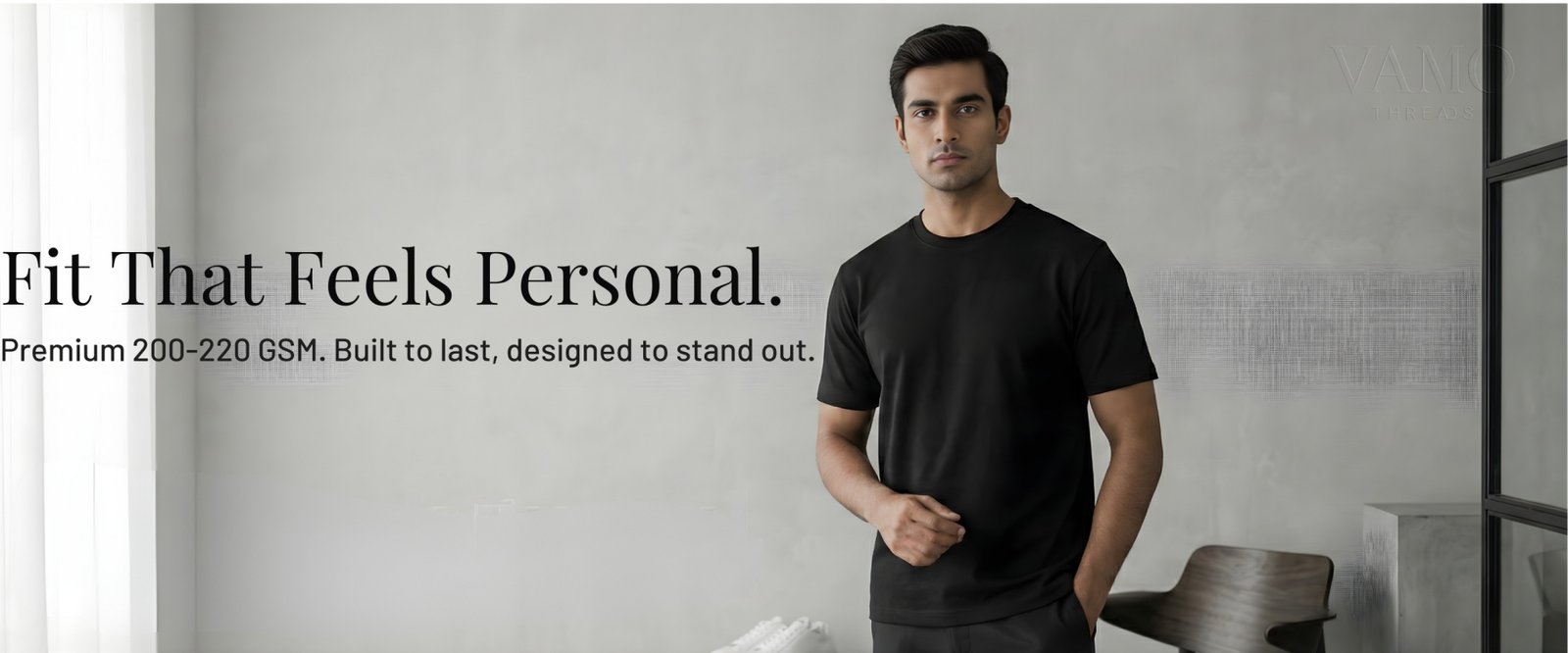 Men’s premium regular-fit T-shirt in heavyweight 200–220 GSM cotton with clean minimal styling.